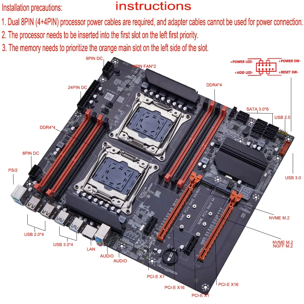 Kit de Placa Base para Juegos  - X99 Dual Cpu Motherboard Combo reseña y precio